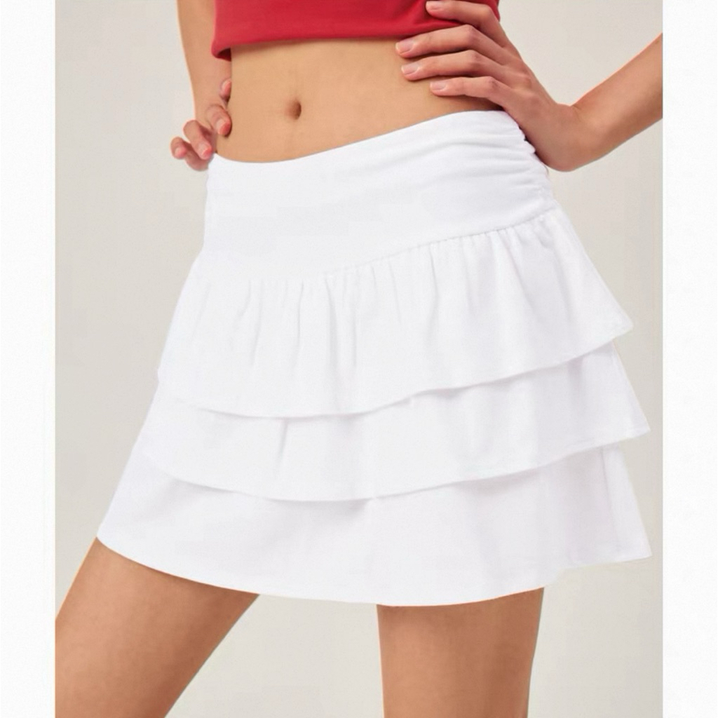 Hollister Tiered Ruffle Mini Skort กระโปรงมีซับใน (มือสอง)