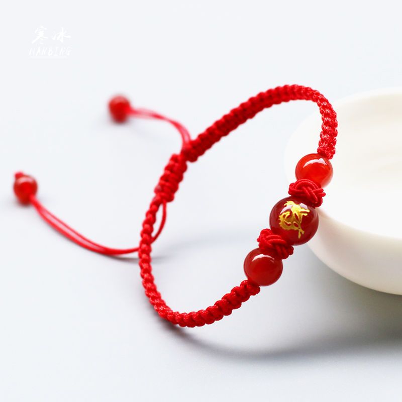 ขายส่งกำไลข้อมือ12นักษัตร หินแท้คาร์เนเลียนสลักสิบสองนักษัตร12ราศี ข้อมือปีเกิดปีชง ด้ายแดงปี่เซียะ