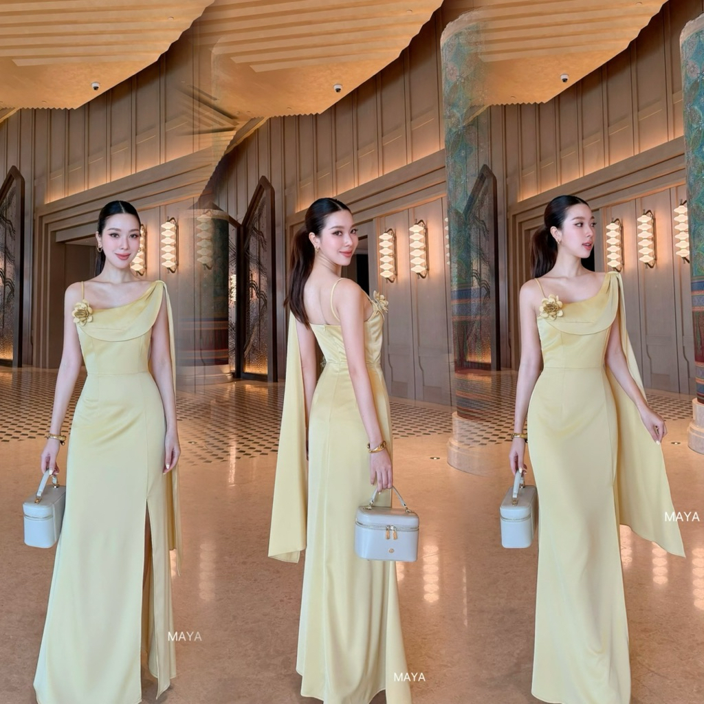 ชุดสไบ ชุดเพื่อนเจ้าสาว สีเหลือง น้ำตาลไหม้ มาใหม่ค่า  G137 s-xl ชุดไปงานแต่ง + ดอกไม้ - รูปที่ 6