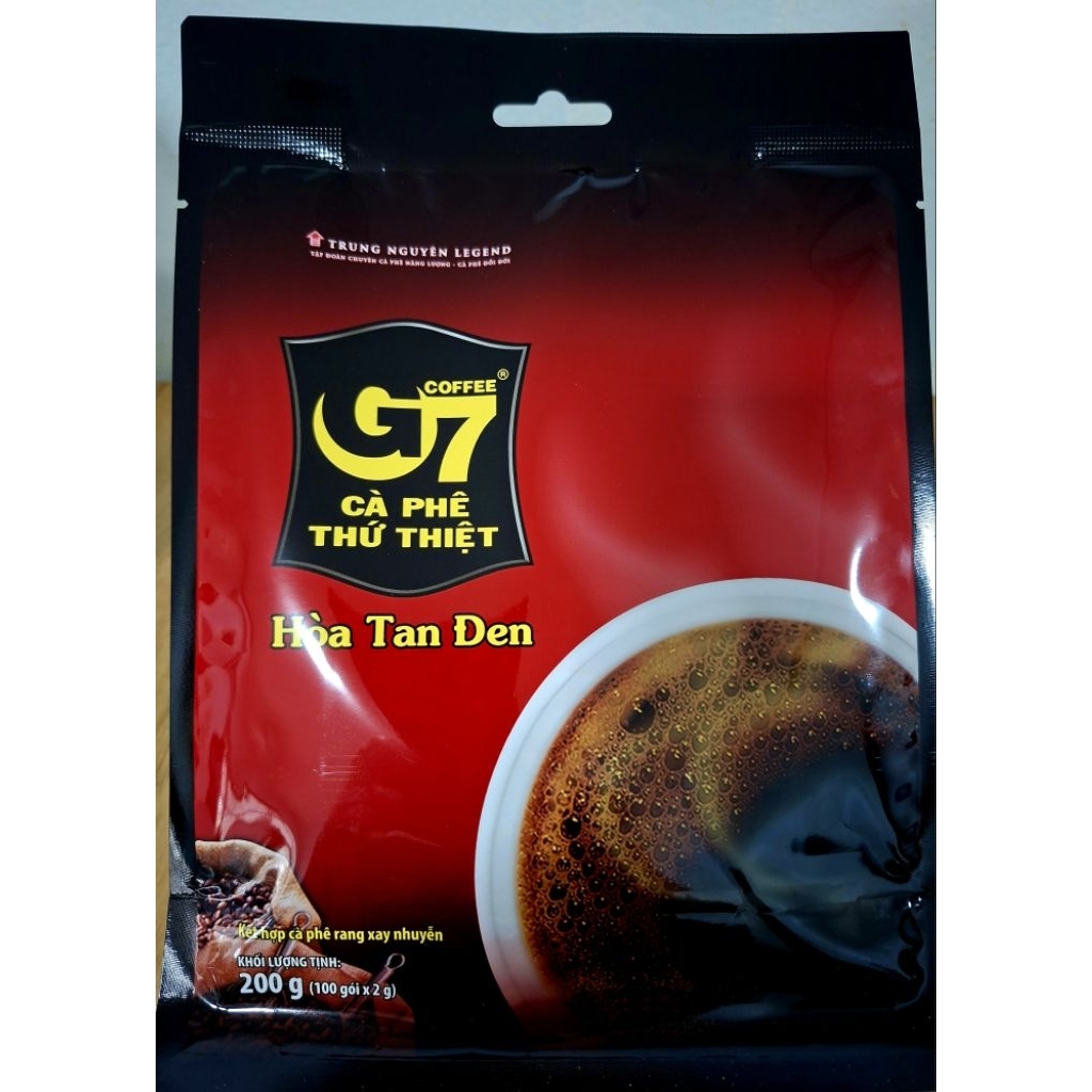 กาแฟดำสำเร็จรูป g7 ของแท้จากเวียดนามบรรจุ 1ห่อ100ซอง