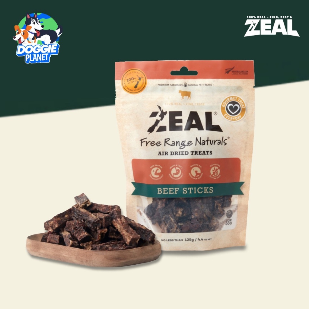 Zeal Beef Sticks ขนมสุนัข เนื้อวัวอัดแท่งอบแห้ง ทำจากเนื้อสัตว์ล้วน 125 ก.