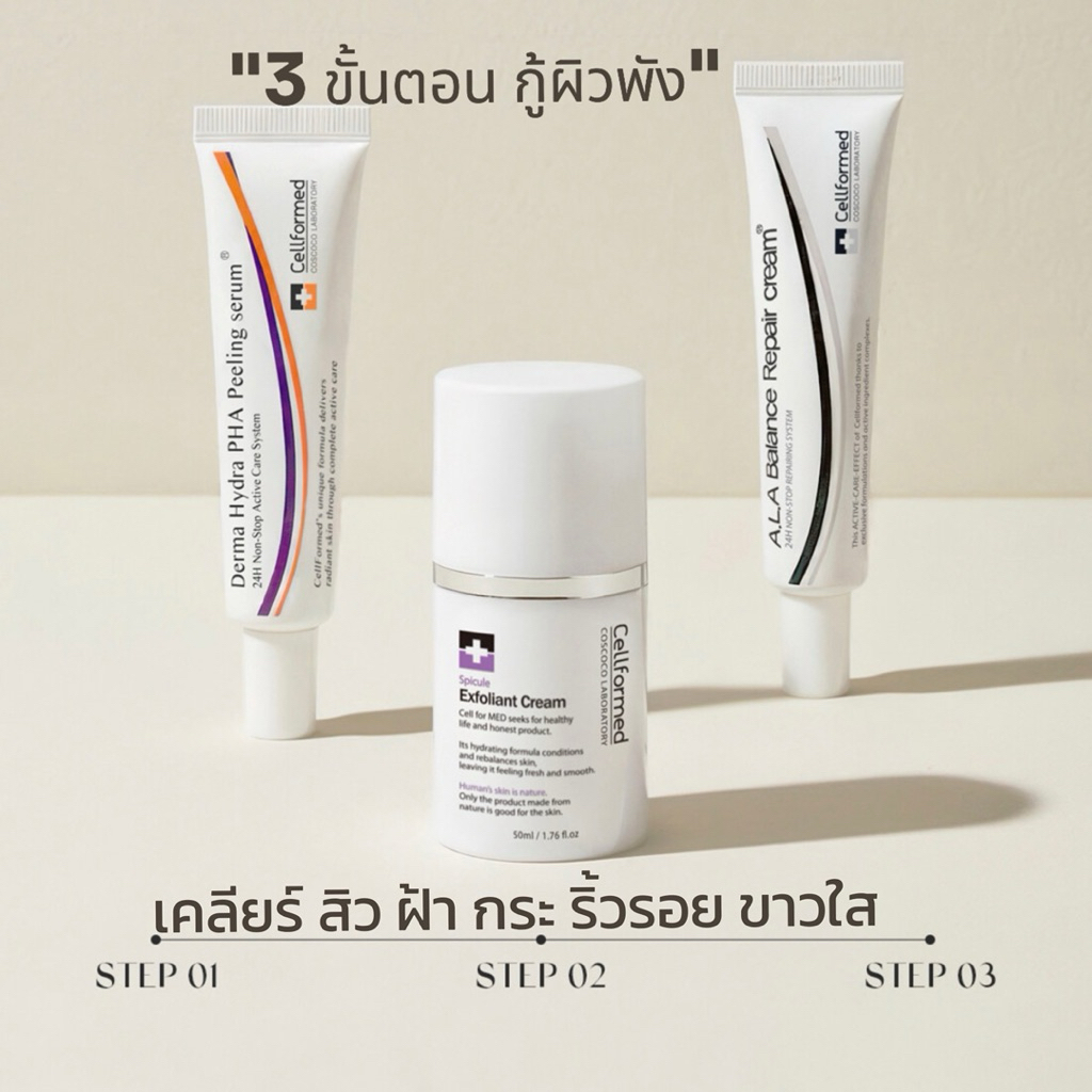 ชุดผลัดเซลล์+ฟื้นฟูบำรุงผิวพรรณ(ชุ่มชื้น+ฉ่ำเงา