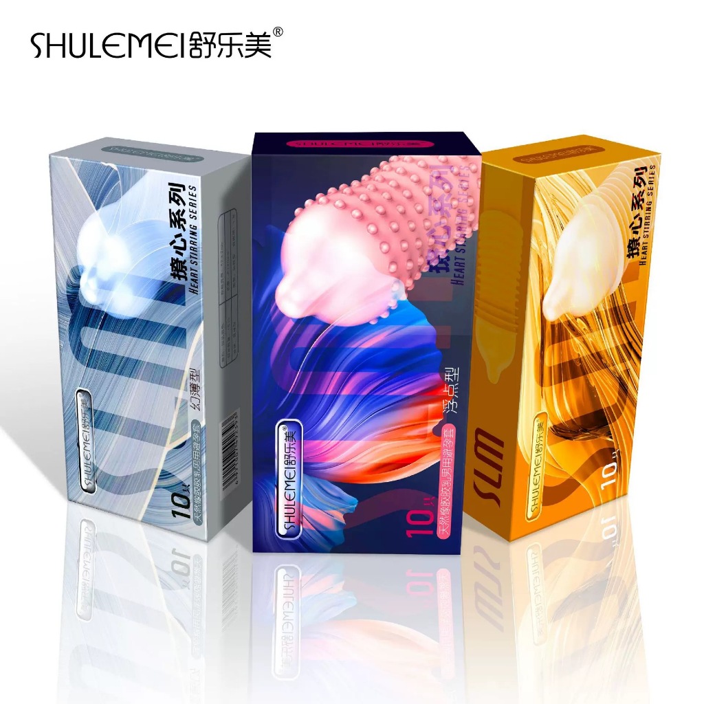 รวมรุ่น ถุงยาง 001 ขนาด52 บางเรียบ ทนทาน มีปุ่ม ปุ่มใหญ่ MERO SLM OLO MINGLIU PLEASUREMORE