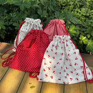 กระเป๋าเป้สีแดง กระเป๋าสะพายหลังสไตล์ญี่ปุ่น 🎒แบบหูรูด