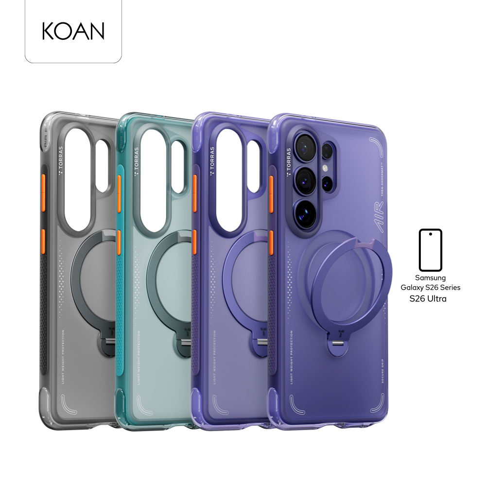 TORRAS เคสกันกระแทก Ostand Spin Air ใช้สำหรับ Samsung Galaxy S26 Series รองรับแรงตกได้สูงสุด 13 ฟุต