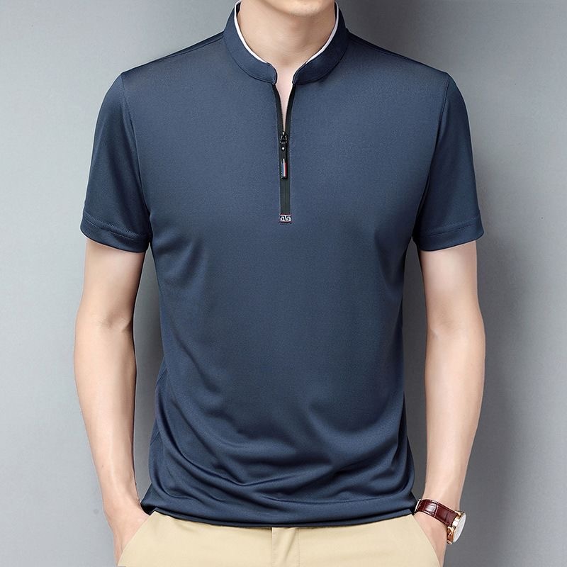 เสื้อโปโลผู้ชาย เสื้อpolo คอปก แขนสั้น มีซิป ผ้าเย็น ใส่สบาย สไตล์ธุรกิจ