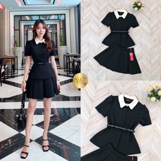 [Widelia @ Real] Set เสื้อคอปก+กระโปรงสั้น เสื้อแขนสั้นตัวสว…