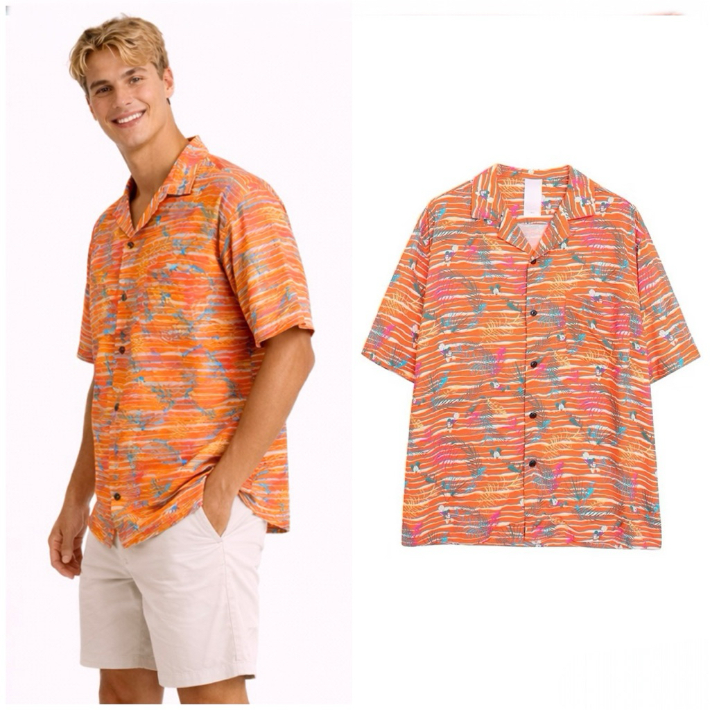 Mickey tropical printed Hawaii - DISNEY SHORT SLEEVES SHIRT เสื้อฮาวาย ดิสนีย์ Mickey &Friends Hawaii (TS589)
