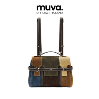 MUVA กระเป๋าหนัง กระเป๋าเป้ กระเป๋าสะพายหลัง หนังแท้ รุ่น VERONA PATCHWORK SUEDE BACKPACK-MU11051