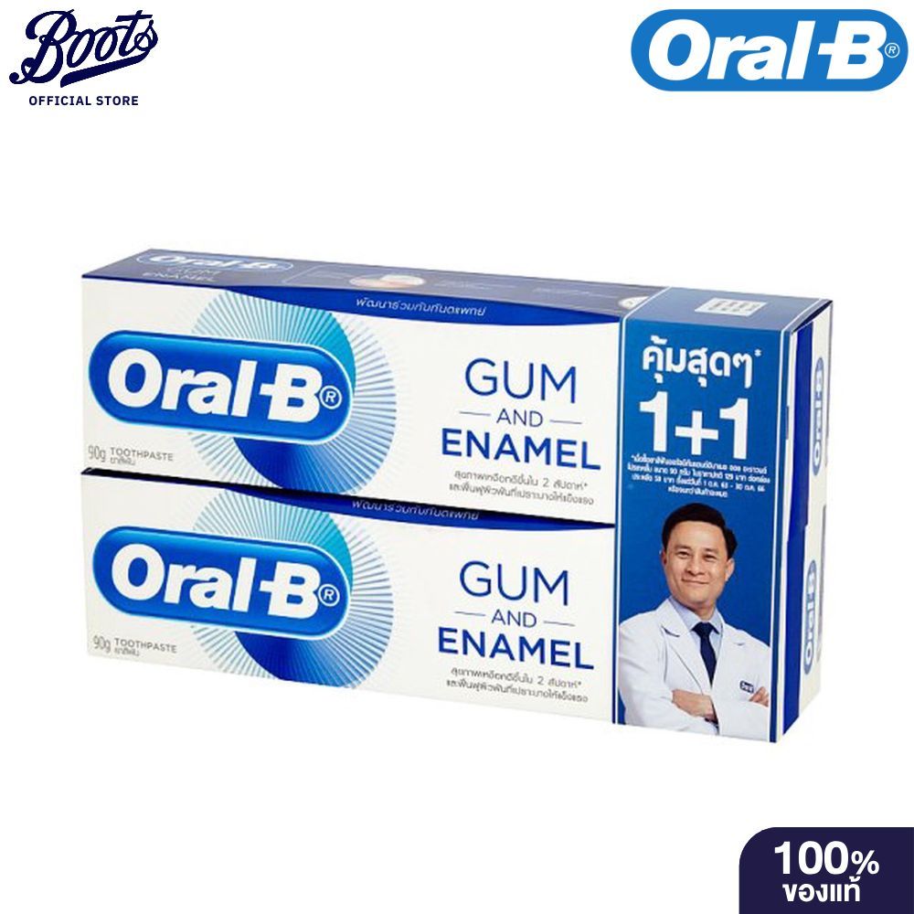 Oral-B ออรัล-บี กัม แอนด์ อินาเมล ออล อะราวนด์ โปรเทคชั่น ยาสีฟัน สูตรป้องกันฟันผุ 90 ก. แพ็คคู่