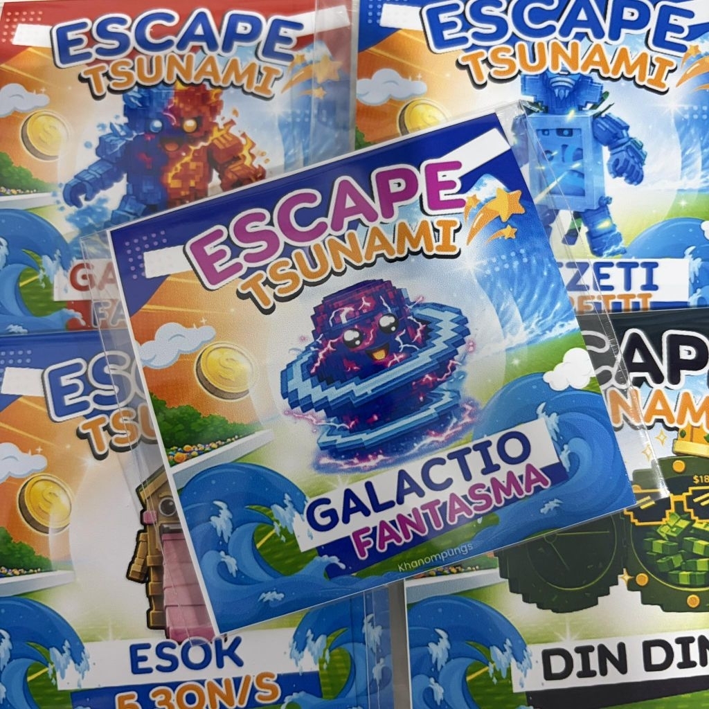 การ์ด ESCAPE หนีจากสึนามิ หนีจากคลื่น สีสันสวยงามใส่ซองใสกันน้ำอย่างดี escape tsunami for brainrot