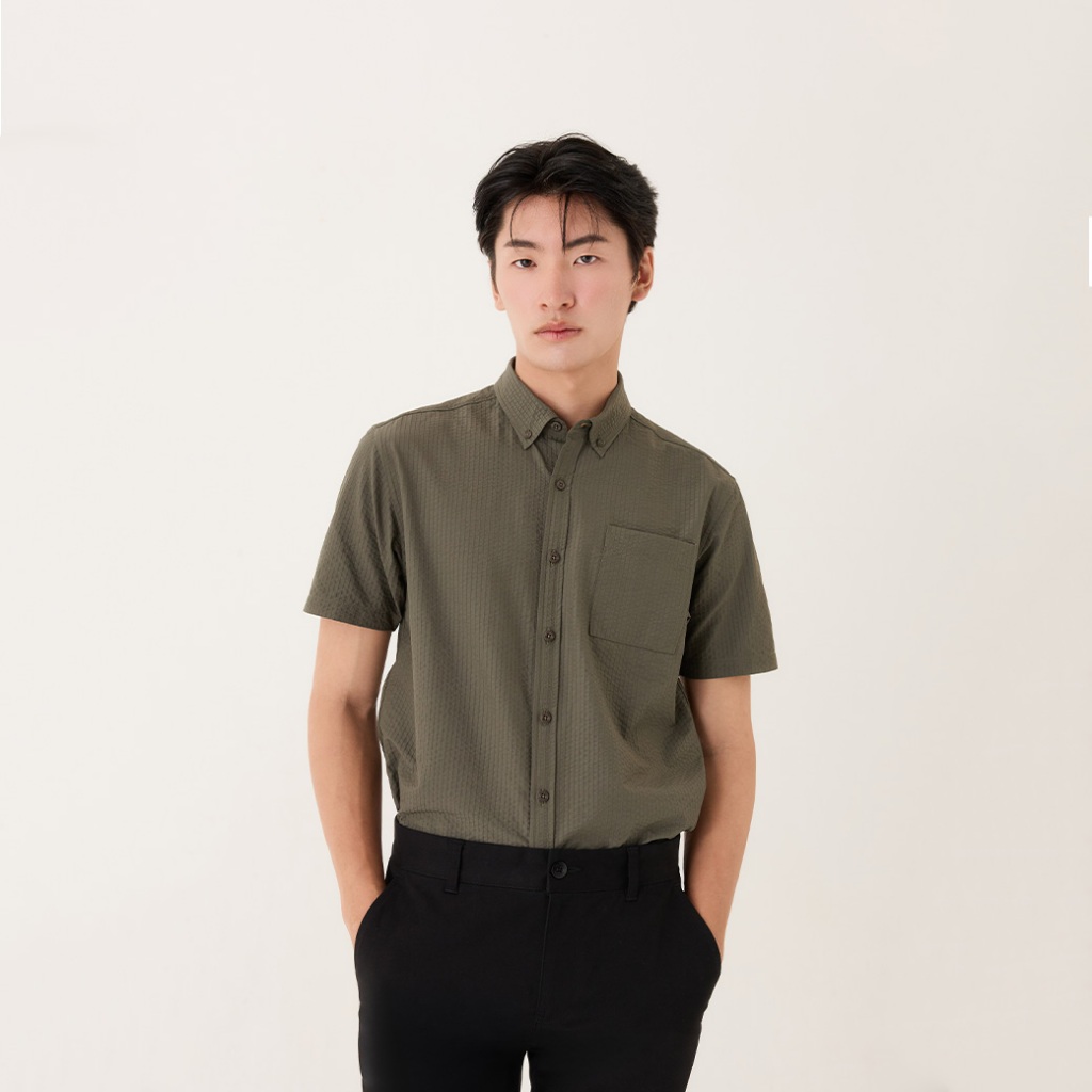 Khaki Bros. – คาคิ บรอส – Short Sleeve Shirt – เสื้อเชิ้ตแขนสั้น ทรง Regular Fit – KM26S006 ราคา ถูกที่สุด ดีลบีเคเค แกลเลอรีภาพที่ 4