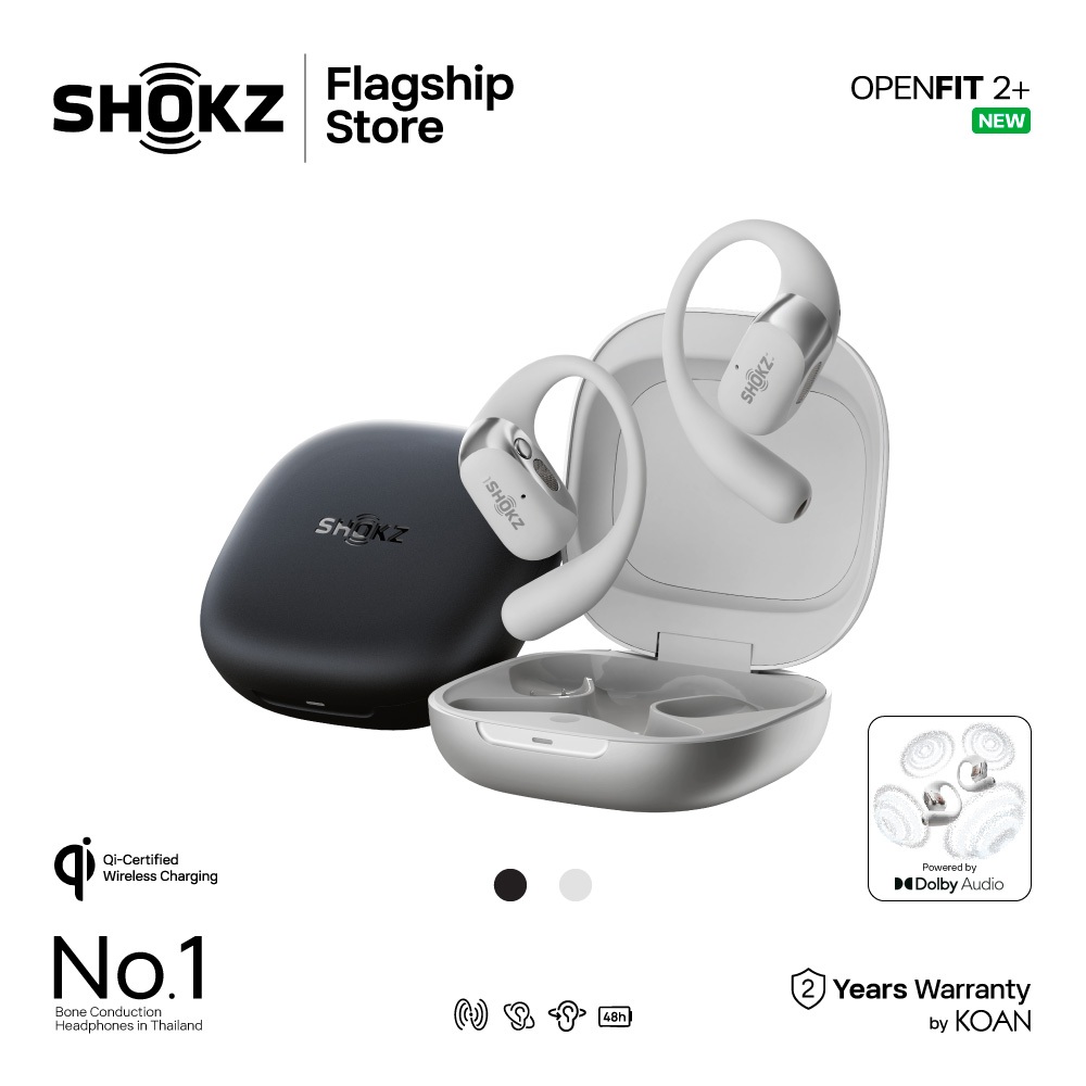 Shokz OPENFIT 2+ หูฟังไร้สาย น้ำหนักเบา ใส่สบาย มาพร้อมระบบเสียง Dolby Audio และเทคโนโลยี Shokz Ultra-Soft Silicone 2.0