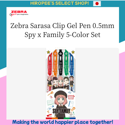 Zebra Sarasa Clip Gel Pen 0.5mm Spy x Family 5-Color Set JJ15-5C-SF Smooth Ink
