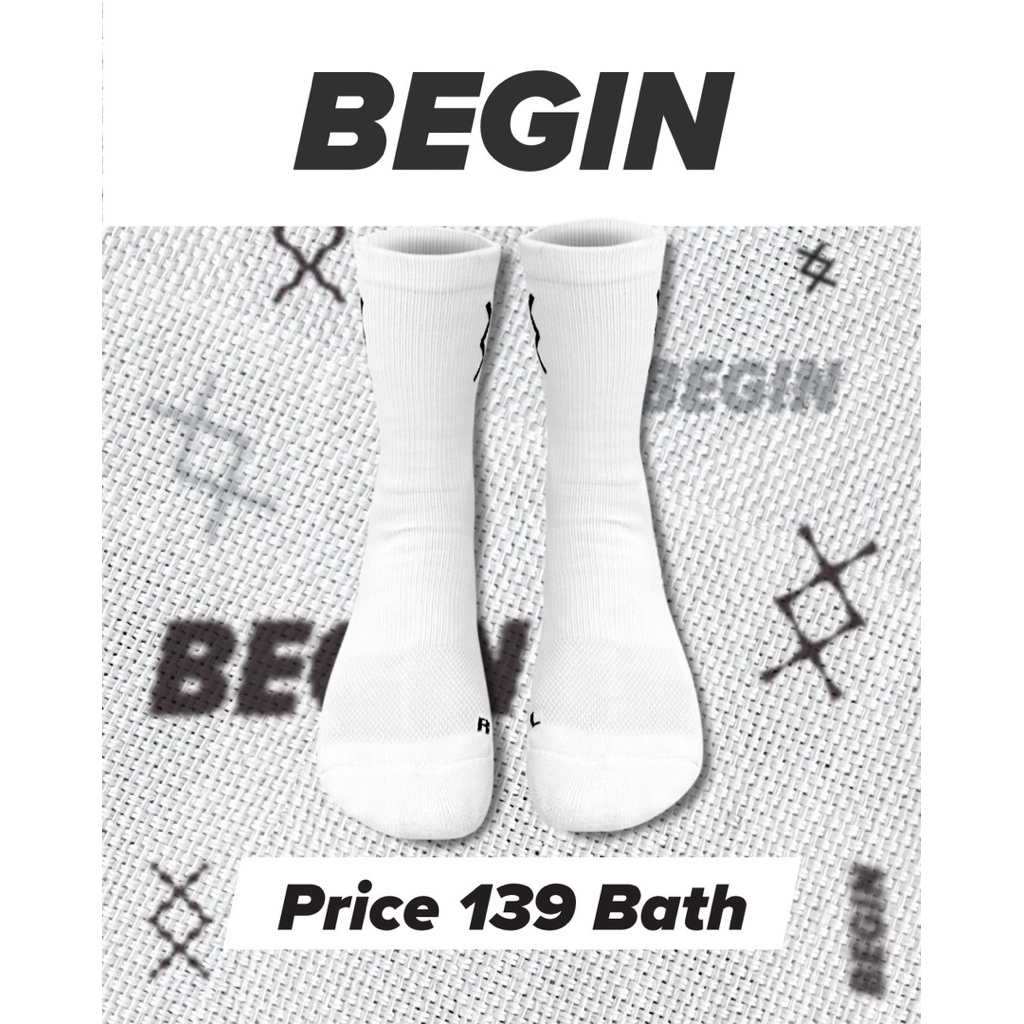 ถุงเท้ากันลื่น Begin socks สีขาว