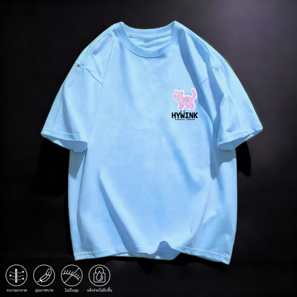 เสื้อยืดแขนสั้น พิมพ์ลายหน้าหลังแมวชมพูอ่อน แฟชั่นสายสตรีท เนื้อผ้านุ่ม ใส่สบายไม่ร้อน ผ้ายับยากทิ้งตัว เหมาะกับทุกๆวัน ราคา ถูกที่สุด ดีลบีเคเค แกลเลอรีภาพที่ 2