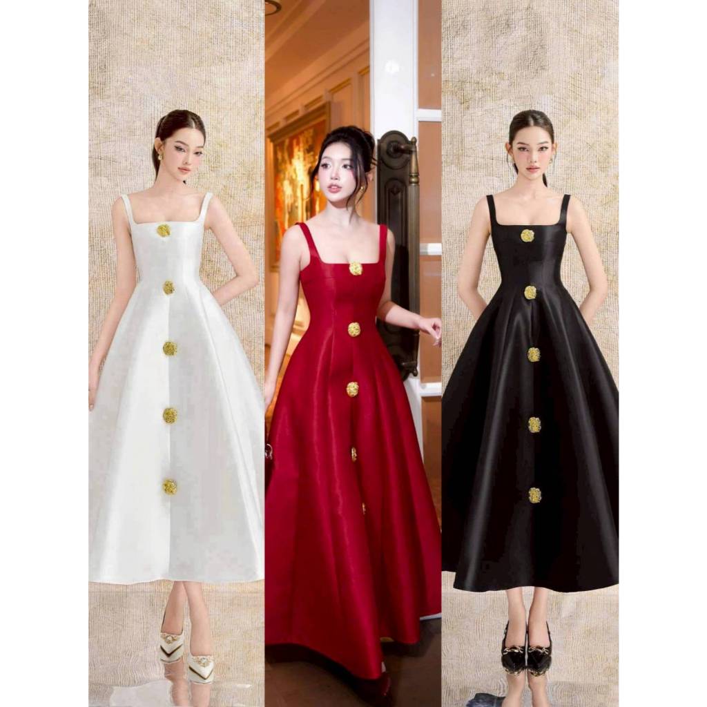 แบรนด์Zenlulu : maxidress ออกงาน ผ้าไหมพรีเมี่ยม มาพร้อมเข็มกลัดถอดได้ใส่ได้2ลุค [พร้อมส่ง3สี sml]