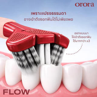 [ ส่งฟรี 🔥 ] Orora แปรงสีฟัน ออโรร่า รุ่น Flow แปรงสีฟัน 3 หัว ขนนิ่ม Super soft เทคโนโลยี Dynamic Clean สะอาดล้ำลึก