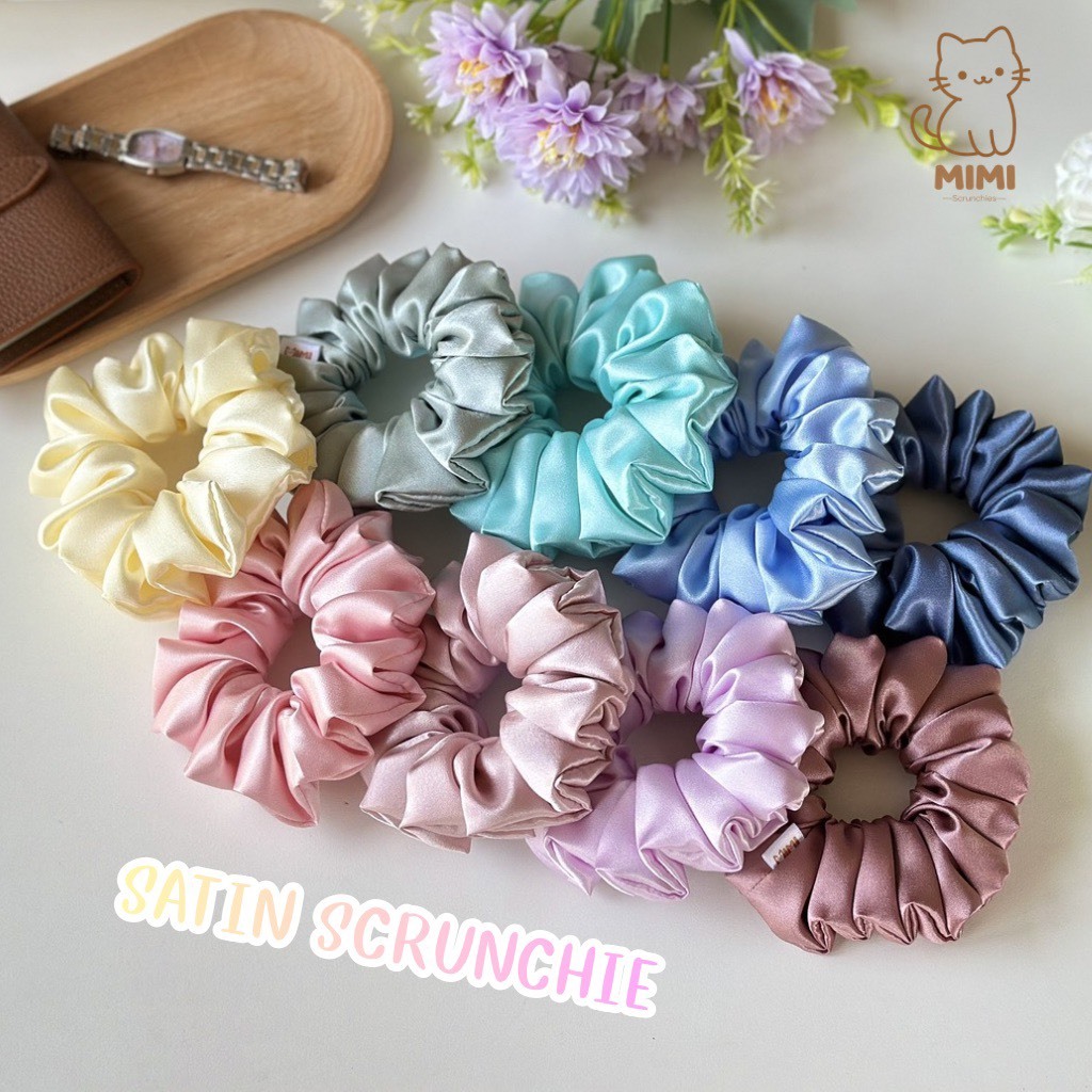 Scrunchie MIMI ยางมัดผม ยางรัดผมซาติน โดนัทรัดผมผ้าซาตินคุณภาพดี รุ่น Large 4.5 นิ้ว มัดสบาย ไม่ดึงผม ผมไม่ร่วง