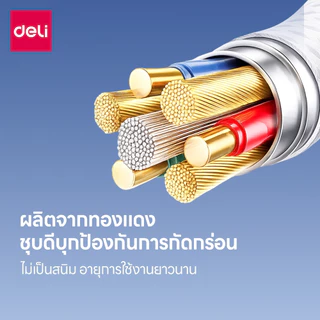 Deli สายชาร์จ สายชาร์จมือถือ 100W Type C USB A ชาร์จไว ยาว1M 2M สายถักไนลอนทนทาน Fast Charging Cable