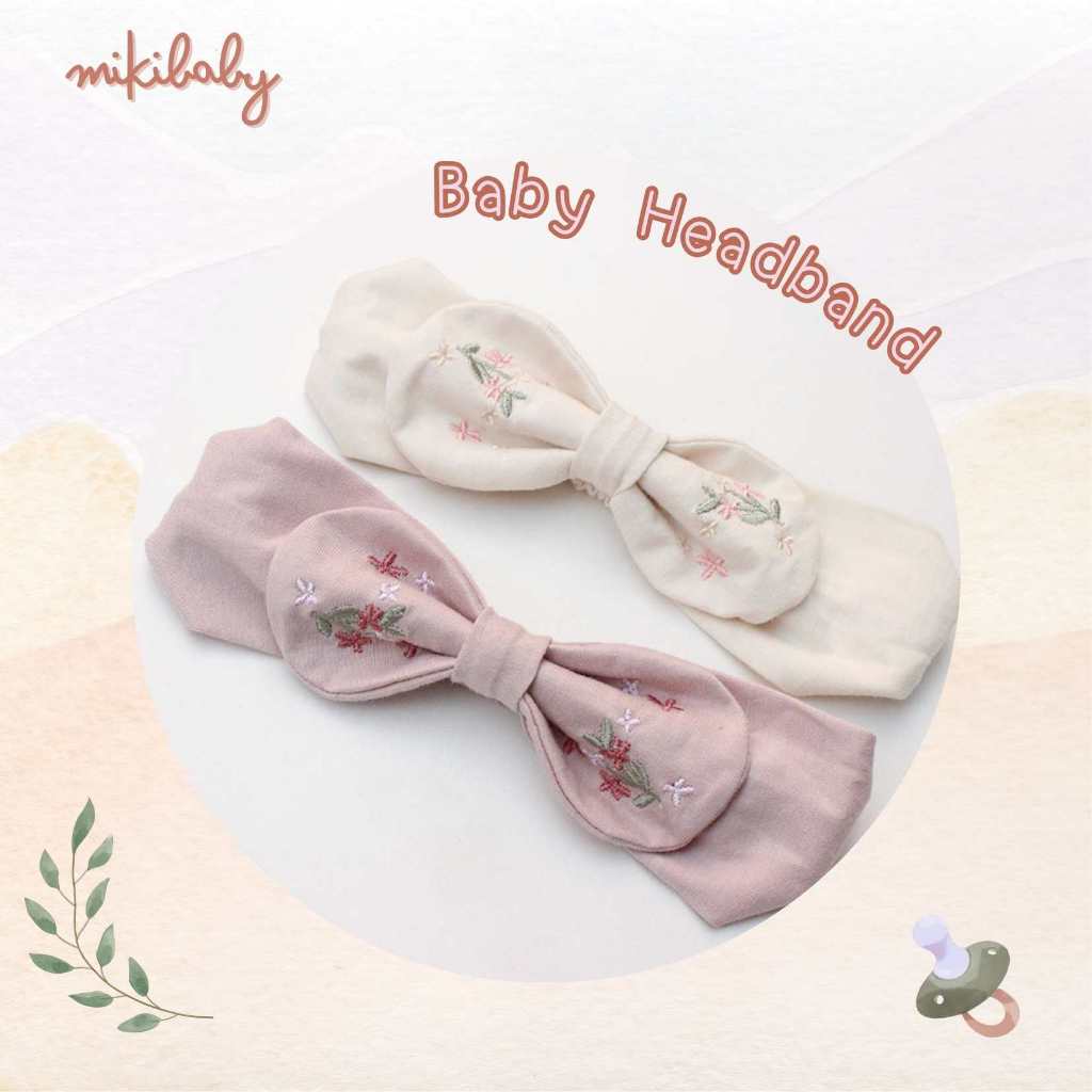 Mikibaby โบว์คาดผมเด็กอ่อน 0-3 ปี ลายดอกไม้น่ารัก เนื้อผ้านุ่ม ยืดหยุ่นได้ดี ไม่รัดศีรษะ