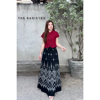 ชุดเซทเสื้อผ้าฝ้ายคอจีน กระโปรงลายไทยทรงย้วยงาน8ชิ้นตัวยาว
