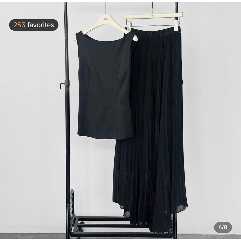 atipa rue pleat set ชุดเซทเสื้อกล้ามกระโปรงพลีท