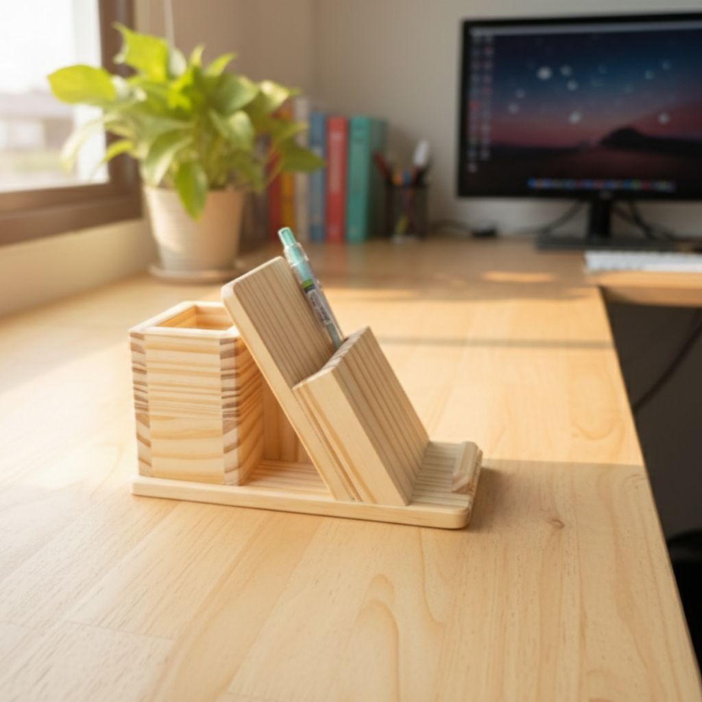 แท่นวางโทรศัพท์ เรียบง่าย ใช้งานสะดวก ธรรมชาติงานไม้จริง - รูปที่ 2