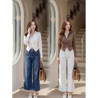 #Cotton Candy 🍭 กางเกงยีนส์ขากระบอก 7 ส่วน New Millie korea …