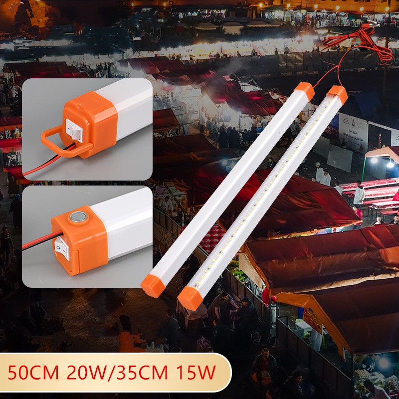 LuoBen พร้อมสาย ปากคีบแบต LED T8 12V DC ขนาด 20W 50 cm แสงสีขาว ฝาครอบใส สายยาว1.5เมตร