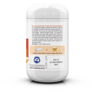 Nature's Way Apple Cider Vinegar 1200 mg Max Strength เนเจอร์สเวย์ แอปเปิล ไซเดอร์ เวเนก้า ขนาด 90 เม็ด