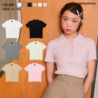 Bemingtop554(S-XL) - Daisy Polo& Long Sleeves Knit เสื้อไหมพรม คอปก ผ้านิ่ม
