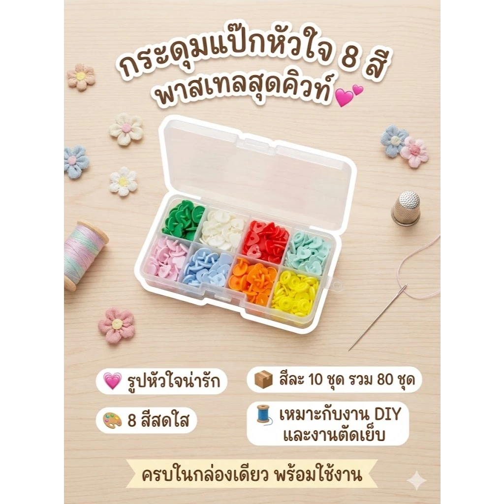 ชุดกระดุมสแน๊ปคละสี เป็นเซ็ต พร้อมส่ง