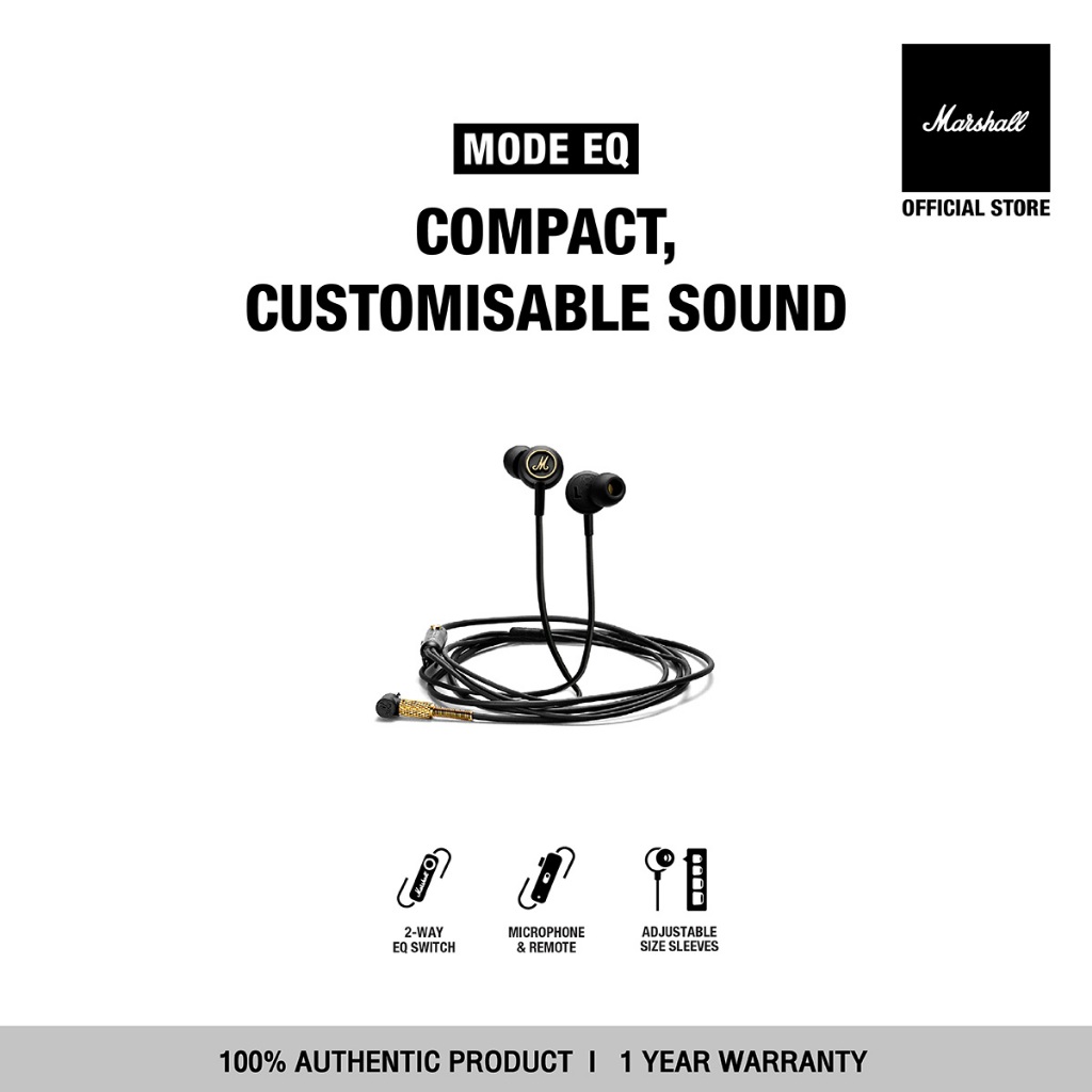 MARSHALL Mode EQ Black And Brass - รับประกัน 1 ปี + ส่งฟรี - หูฟัง หูฟังอินเอียร์ หูฟังมีสาย