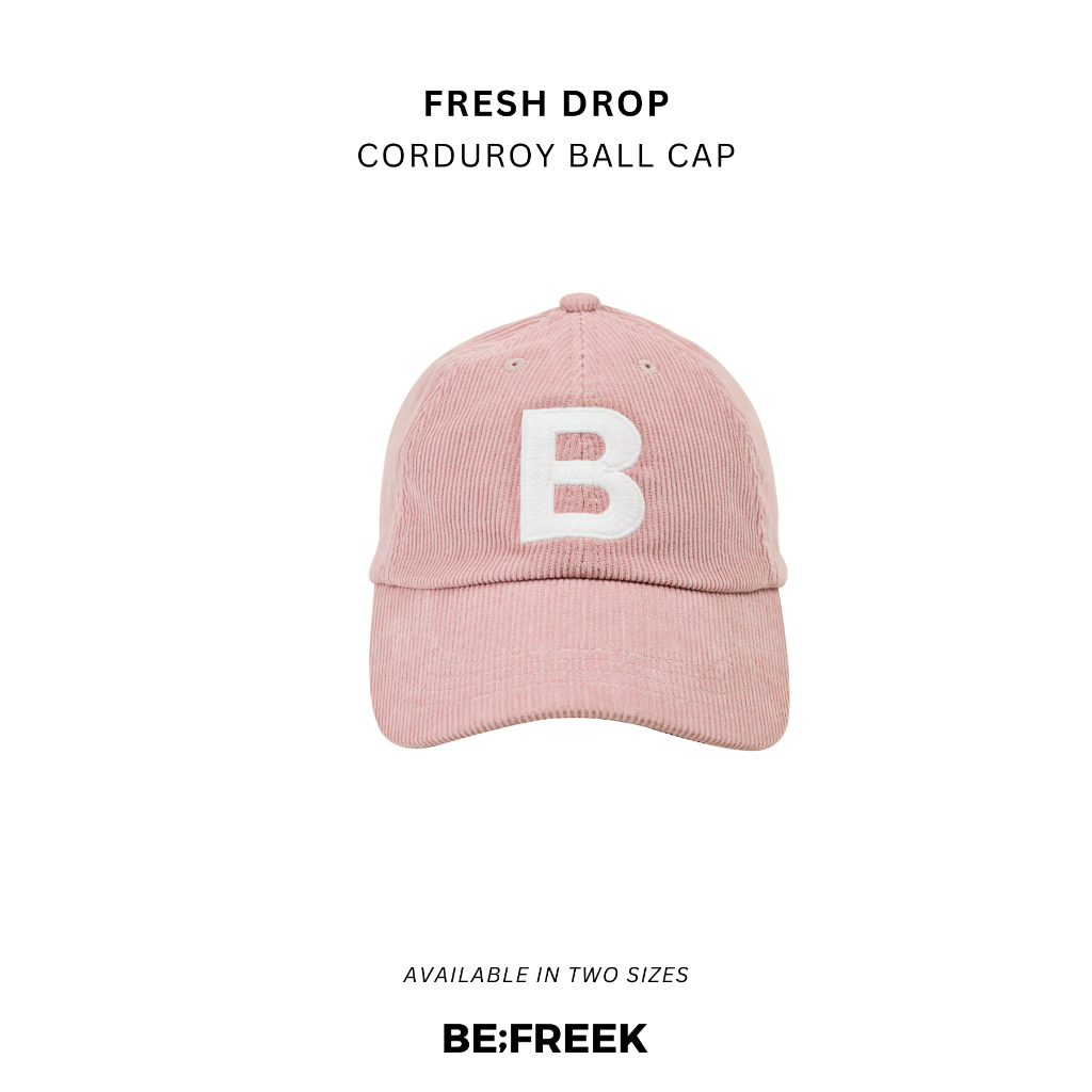 BE;FREEK หมวกแก๊ปลูกฟูกปักโลโก้ สีชมพู CORDUROY EMBROIDERY PINK LOGO BALL CAP