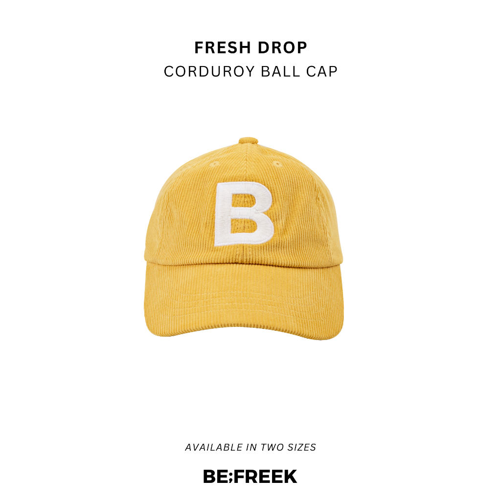 BE;FREEK หมวกแก๊ปลูกฟูกปักโลโก้ สีเหลือง CORDUROY EMBROIDERY YELLOW LOGO BALL CAP