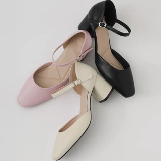 CHAAKAN [นำเข้าเกาหลี 100%] Selma Mary Jane Heels รองเท้าส้นสูงแมรี่เจนผู้หญิง ส้นบล็อก 6ซม. เปิดข้าง เบา ไม่บาดผิวเท้า