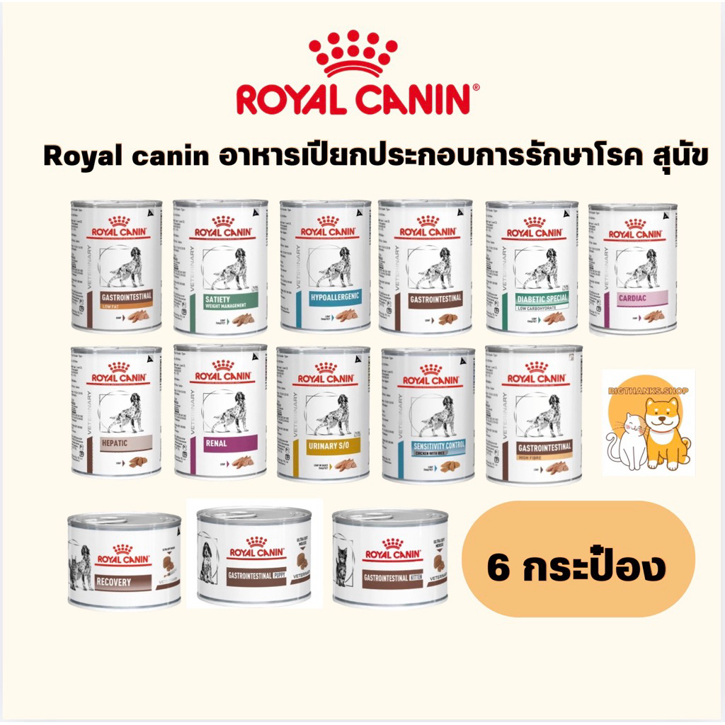 [VET 6 กระป๋อง] Royal canin อาหารประกอบการรักษาโรคแบบเปียกของสุนัข