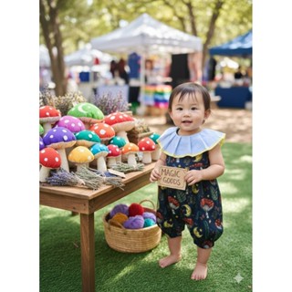 ชุดจั๊มสูทเด็ก ลาย Magic Mushroom คอระบายสุดคิ้วท์ ✨size 9-1…