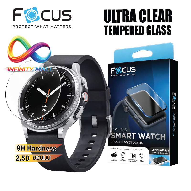 Focus ฟิล์มกระจก โฟกัส สำหรับ Galaxy watch ultra 8 7 6 5 4 / 40 44 / classic 46 47 mm. Ultra clear Tempered glass