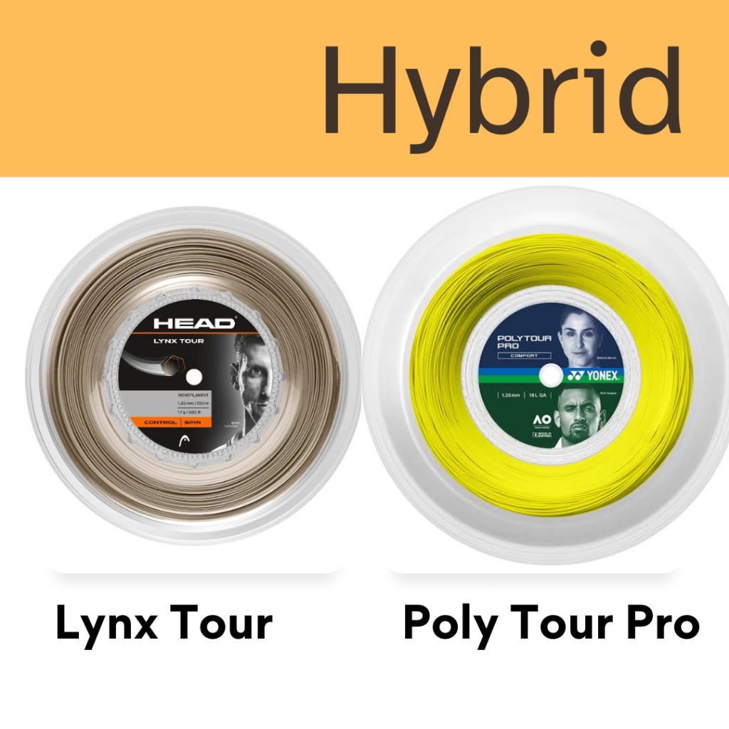 เอ็นเทนนิสไฮบริด Head Lynx Tour / Yonex Poly Tour Pro (ตัดแบ่ง)