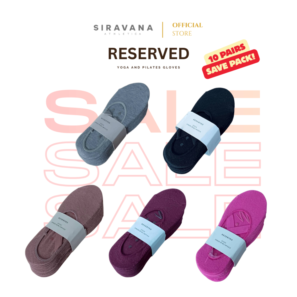 Reserved Value Pack Yoga Socks Non-Slip 10 pairs ถุงเท้าโยคะ พิลาทิส แบบแพค 10 คู่ มีซิลิโคน 36-42