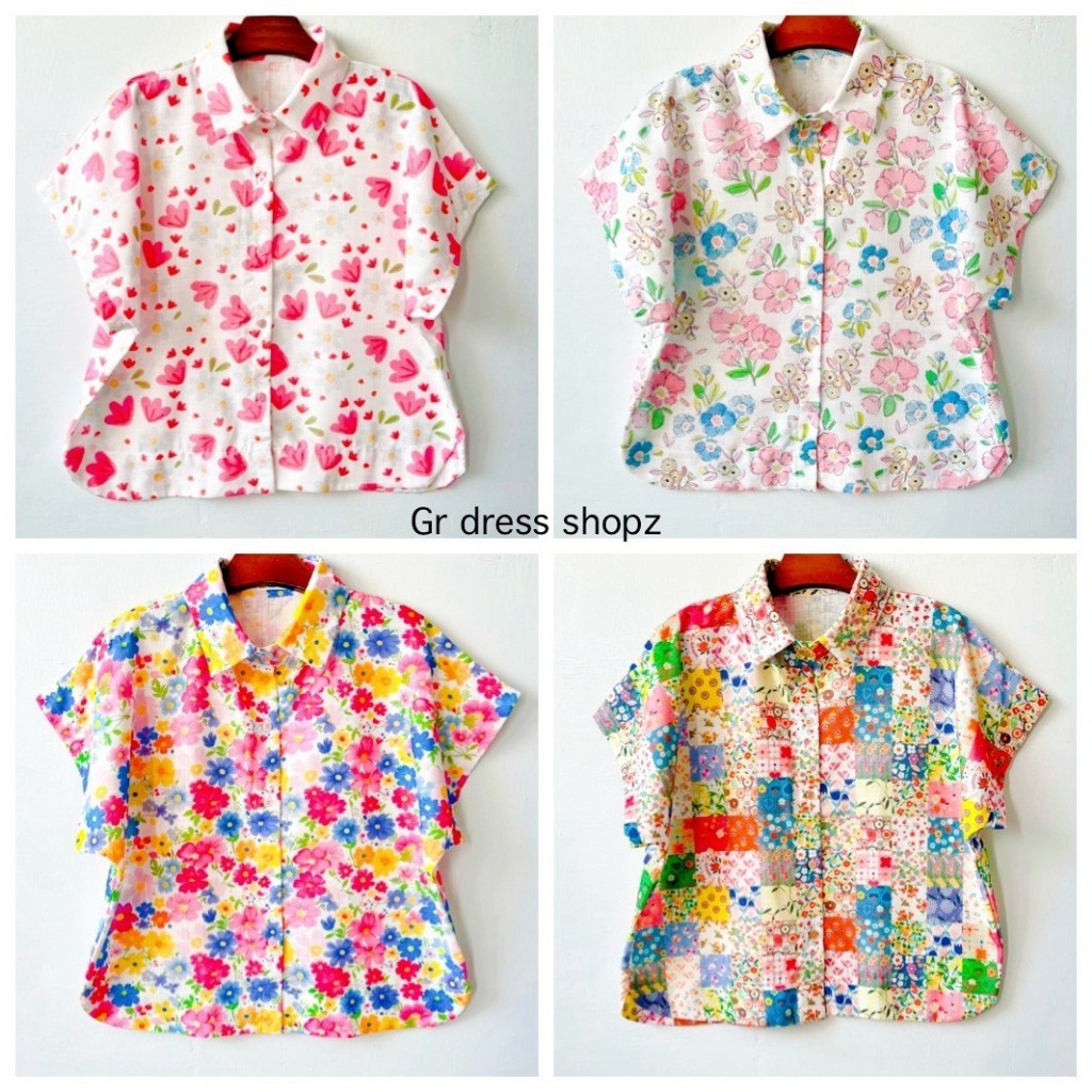 ป้าย June เสื้อผ้าฝ้ายพิมพ์ลายทางแขนล้ำ หน้าผ้า 46 นิ้ว อกจริงไม่เกิน 42-44 ใส่ได้ ยาว 22 นิ้ว