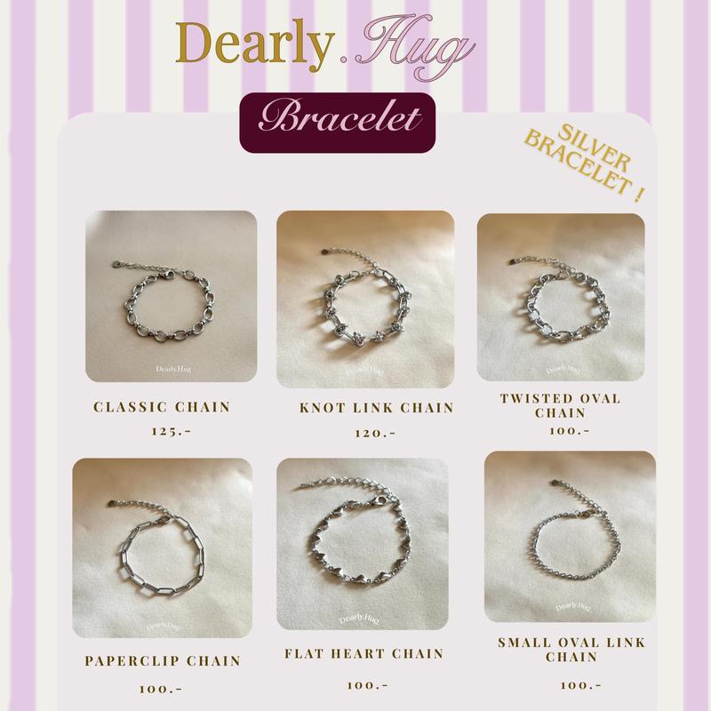 Dearly.Hug - Bracelet สร้อยข้อมือสแตนเลสสีเงิน สินค้าพร้อมส่ง