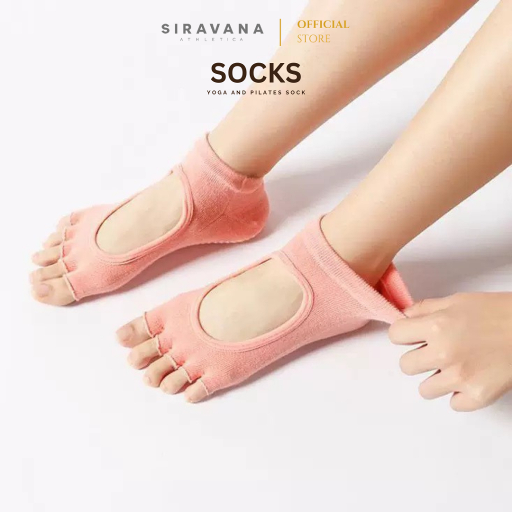Eco Yoga Socks Toeless Non-Slip ถุงเท้าโยคะ พิลาทิสแบบเปิดนิ้ว 36-42
