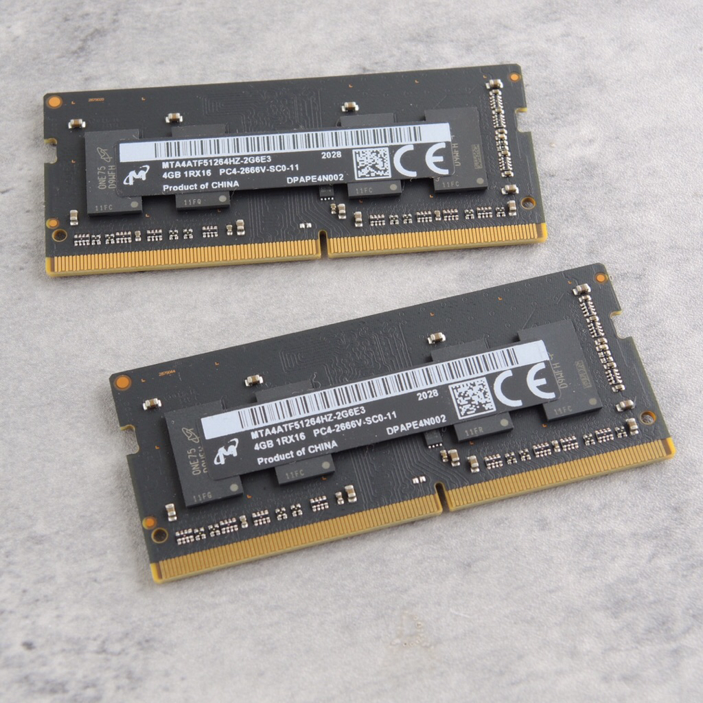 MICRON >> 4GB 1RX16 PC4-2666V แรมแถวสั้นสำหรับคอมพิวเตอร์, Laptop ราคาต่อชิ้น มือสองญี่ปุ่น