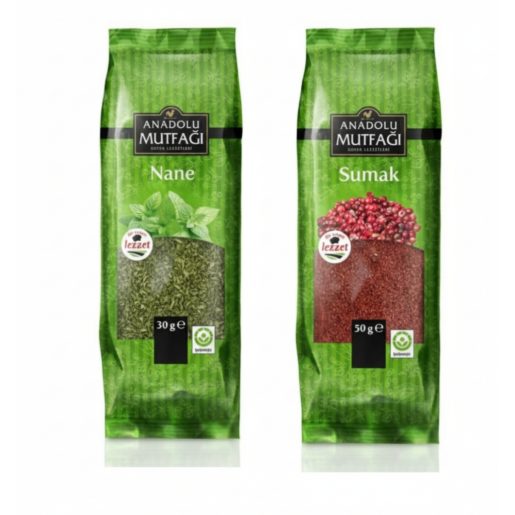 Anadolu Mutfağı Sumak 50g + Nane 30g | ชุดเครื่องเทศตุรกี ซูมัค + ใบสะระแหน่อบแห้งแท้ | Turkish Spice Bundle Premium Qua