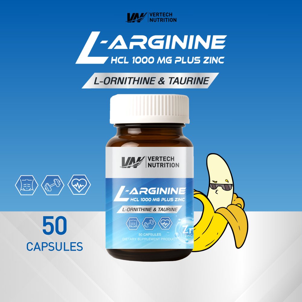 VERTECH NUTRITION​ L-ARGININE 1000 mg แอล-อาร์จินีน 1000 มก. พลัส ซิงค์ (50 แคปซูล)