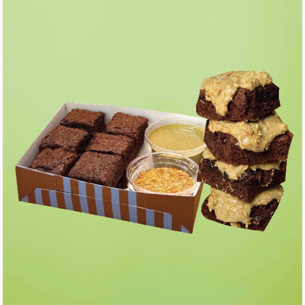 Oldschoolbrownies - Habibi Brownies 12 ชิ้น และ Pistachio Sauce และเส้นคูนาฟ่าอบกรอบ
