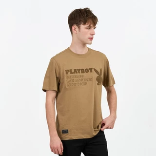 PLAYBOY เสื้อผ้าผู้ชาย/เสื้อ/เสื้อยืดสีน้ำตาล รุ่น P1MT269TB031BR